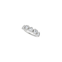 Дијагонала на прстен со пет бели срца (сребрена) - Popular Jewelry - Њујорк