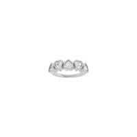 Прстен со пет бели срца (сребрен) напред - Popular Jewelry - Њујорк