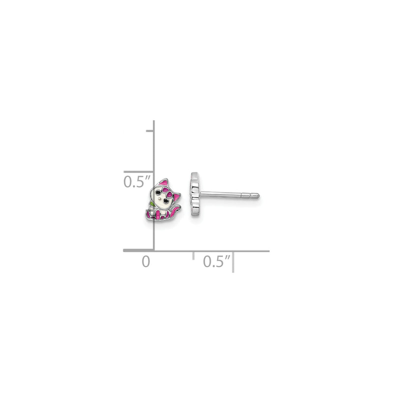 Hot Pink Kitty Stud Earrings (Silver) scale - Popular Jewelry - New York
