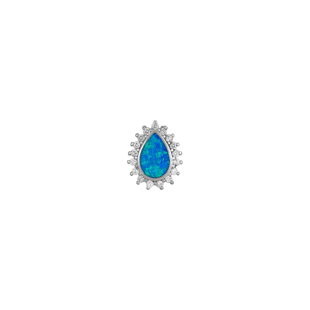 Lab-Created Blue Opal Drop with Zirconia Halo Charm (Silver) Popular Jewelry - New York