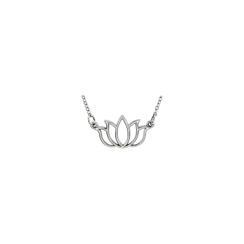 Lotus Flower Outline Necklace (Silver) front - Popular Jewelry - New York