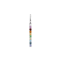 Multi-Gemstone Rainbow Bar Pendant (Silver) front - Popular Jewelry - New York
