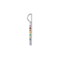 Multi-Gemstone Rainbow Bar Pendant (Silver) side - Popular Jewelry - New York