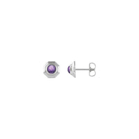 Natural Amethyst Cabochon Octagon Stud Earrings (Silver) main - Popular Jewelry - New York
