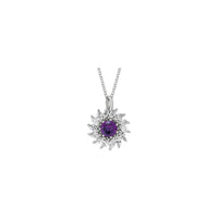 Natural Amethyst and Marquise Diamond Halo Necklace (Silver) front - Popular Jewelry - న్యూయార్క్