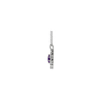 Natural Amethyst and Marquise Diamond Halo Necklace (Silver) side - Popular Jewelry - نيو يارڪ