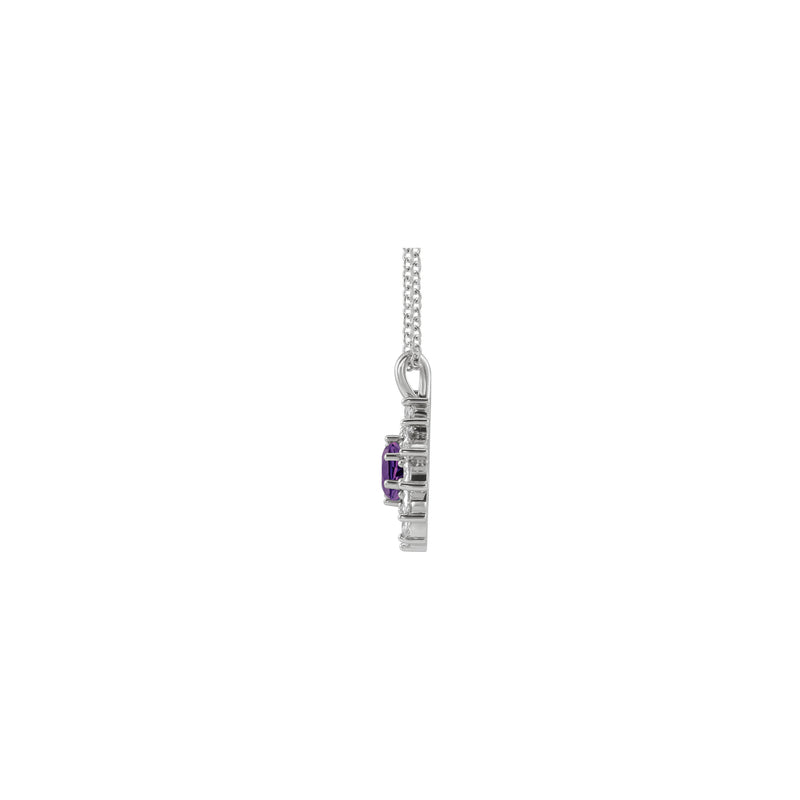 Natural Amethyst and Marquise Diamond Halo Necklace (Silver) side - Popular Jewelry - New York