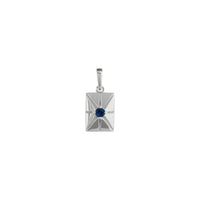 Natural Blue Sapphire Starburst Rectangular Bar Pendant (Silver) front - Popular Jewelry - New York