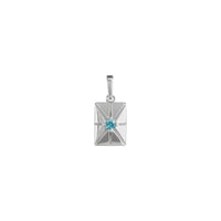 Natural Blue Zircon Starburst Rectangular Bar Pendant (Silver) front - Popular Jewelry - New York