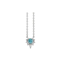 Natural Blue Zircon and Diamond Necklace (Silver) front - Popular Jewelry - New York