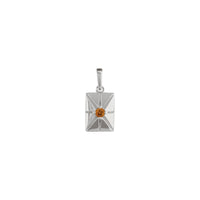 Natural Citrine Starburst Rectangular Bar Pendant (Silver) front - Popular Jewelry - New York