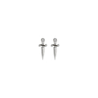 Natural Diamond Dagger Stud Earrings (Silver) front - Popular Jewelry - York énggal