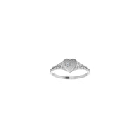 Natural Diamond Dotted Heart Signet Ring (Silver) front - Popular Jewelry - Efrog Newydd