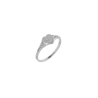Natural Diamond Dotted Heart Signet Ring (Silver) main - Popular Jewelry - Efrog Newydd