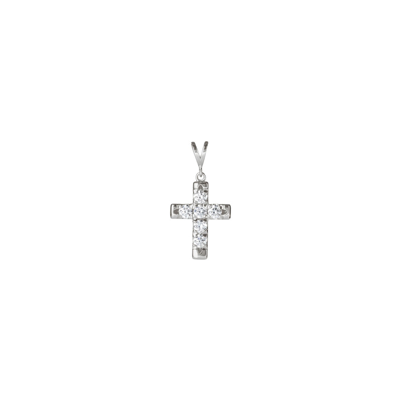 Natural Diamond French-Set Cross Pendant (Silver) front - Popular Jewelry - New York