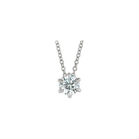 Natural Diamond Solitaire Claw Prong Necklace (Silver) front - Popular Jewelry - New York