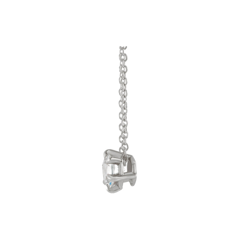 Natural Diamond Solitaire Claw Prong Necklace (Silver) side - Popular Jewelry - New York