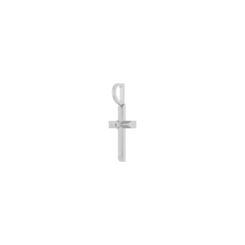 Natural Diamond Solitaire Cross Pendant (Silver) diagonal - Popular Jewelry - New York