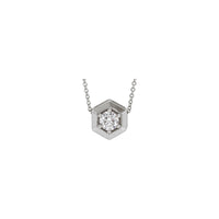 Natural nga Diamond Solitaire Hexagon Necklace (Silver) atubangan - Popular Jewelry - New York