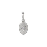 Natural Diamond Starburst Oval Pendant (Silver) front - Popular Jewelry - New York