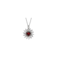 Natural Mozambique Garnet and Marquise Diamond Halo Necklace (Silver) front - Popular Jewelry - Niu Yoki