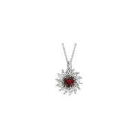 Natural Mozambique Garnet and Marquise Diamond Halo Necklace (Silver) front - Popular Jewelry - New York