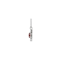 Natural Mozambique Garnet and Marquise Diamond Halo Necklace (Silver) side - Popular Jewelry - New York
