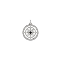 Natural Onyx Compass Pendant (Silver) front - Popular Jewelry - New York
