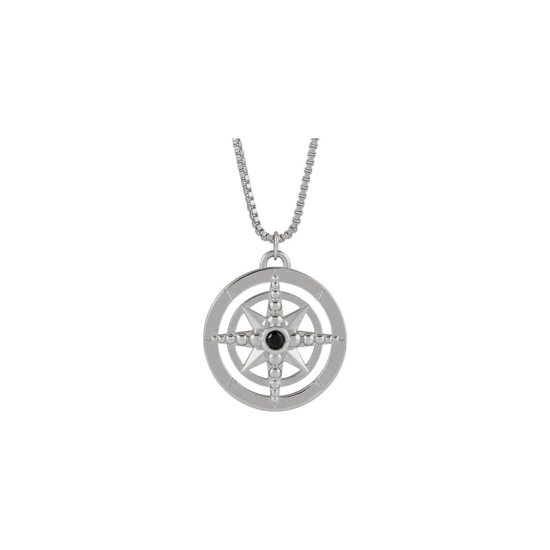 Natural Onyx Compass Pendant (Silver) preview - Popular Jewelry - New York