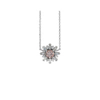 Natural Pink Morganite and Diamond Starburst Necklace (Silver) front - Popular Jewelry - New York