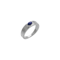 Oval Cabochon Lapis Lazuli Grooved Ring (Silver) main - Popular Jewelry - New York