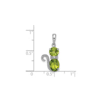 Peridot and Diamond Cat Pendant (Silver) scale  - Popular Jewelry - New York