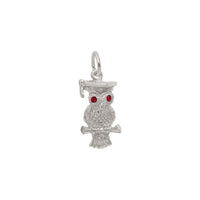 Red Eyed Graduation Owl Pendant (Silver) Popular Jewelry - New York