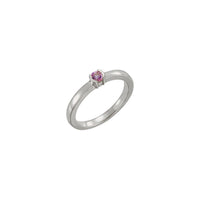 Okrúhly prírodný ružový turmalínový stohovateľný prsteň (strieborný) hlavný - Popular Jewelry - New York