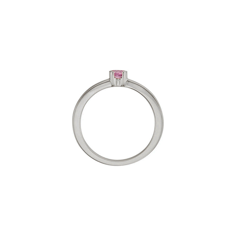 Round Natural Pink Tourmaline Stackable Ring (Silver) side - Popular Jewelry - New York