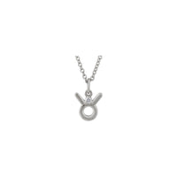 Taurus Zodiac Sign Diamond Solitaire Necklace (Silver) front - Popular Jewelry - New York
