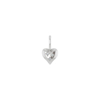 Three Diamonds Puffy Heart Pendant (Silver) front - Popular Jewelry - Нью-Йорк