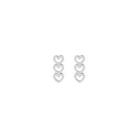 Triple Heart Outline Stud Earrings (Silver) front - Popular Jewelry - New York