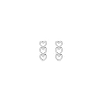 Triple Heart Outline Stud Earrings (Silver) front - Popular Jewelry - Niu Yoki