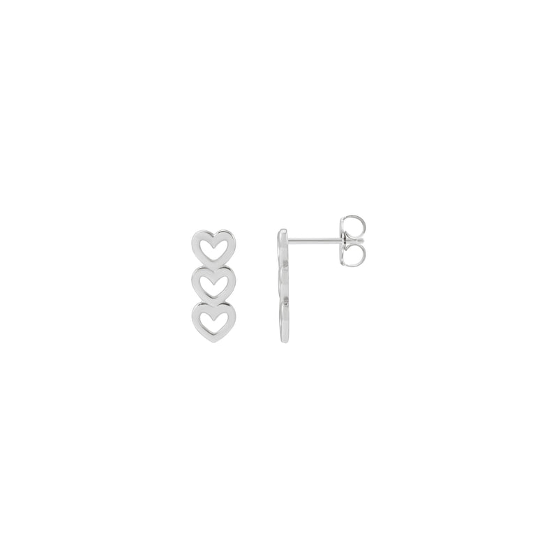 Triple Heart Outline Stud Earrings (Silver) main - Popular Jewelry - New York