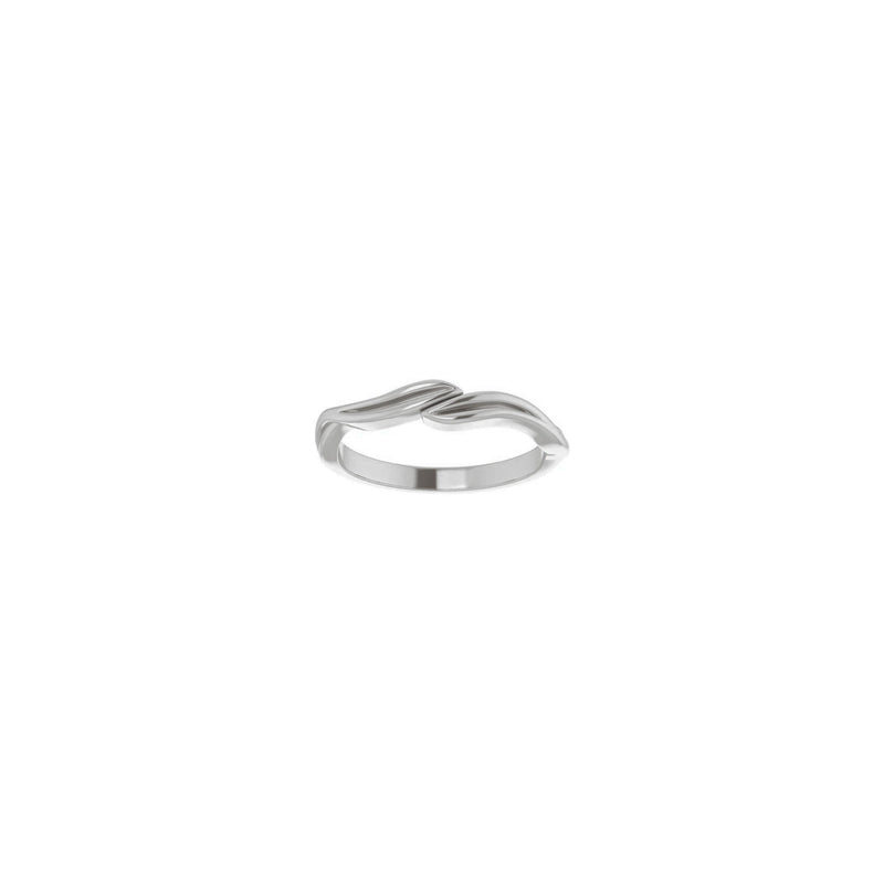 Waved Bypass Stackable Ring (Silver) front - Popular Jewelry - New York