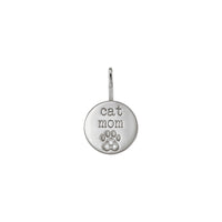 'Cat Mom' Engraved Disc Pendant (Silver) atubangan - Popular Jewelry - New York