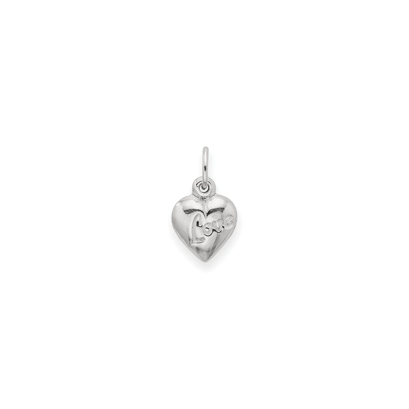 'Love' Reversible Puffed Heart Pendant (Silver) back - Popular Jewelry - New York