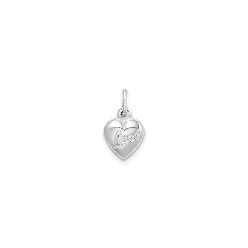 'Love' Reversible Puffed Heart Pendant (Silver) front - Popular Jewelry - New York