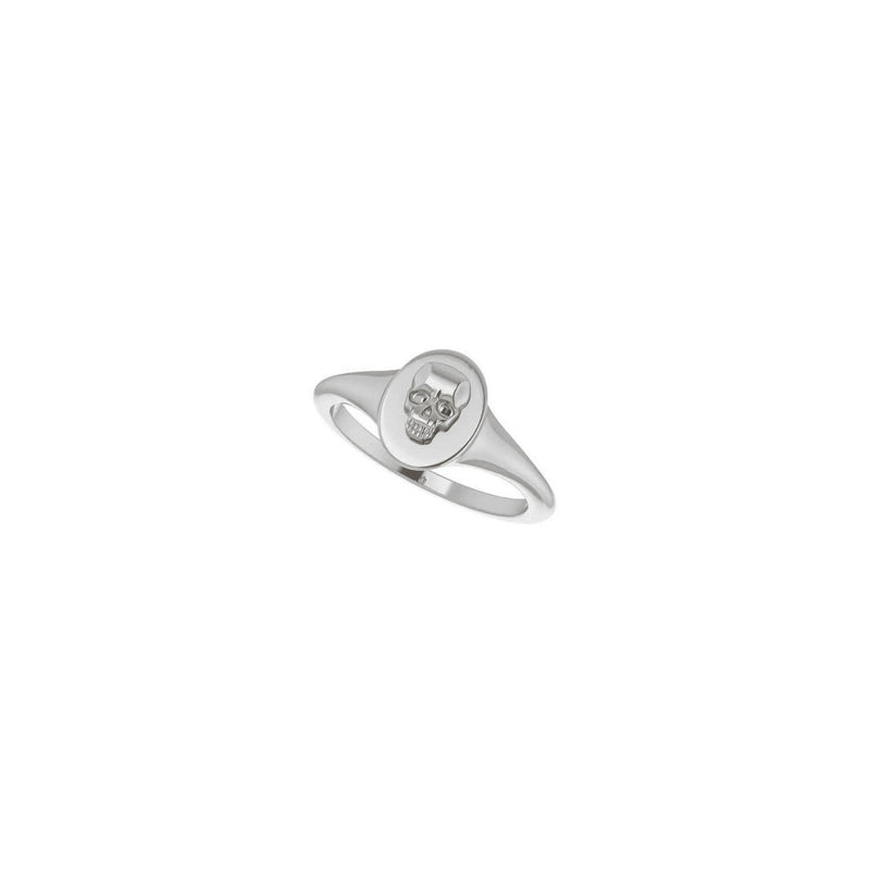 Skull Signet Ring (Silver) diagonal 2 - Popular Jewelry - New York