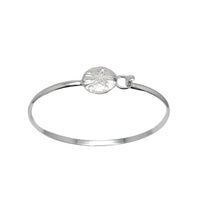 Plain Flower Textured Bangle (Silver)