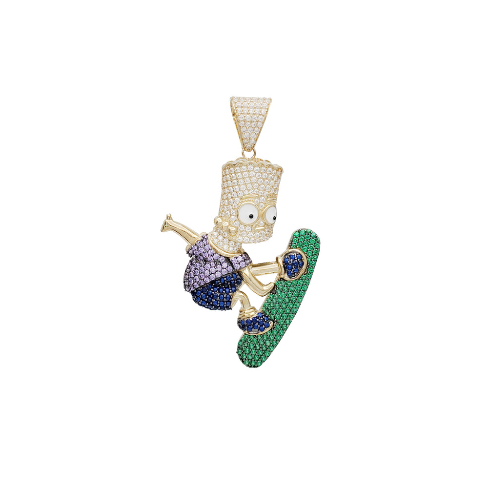 Iced-Out Simpson Character CZ Pendant (14K)