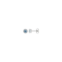 4 mm Round Aquamarine Beaded Halo Stud Earrings (Silver) main - Popular Jewelry - న్యూయార్క్