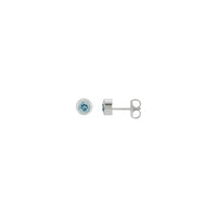 Bông tai viền Aquamarine tròn 4 mm (Bạc) chính - Popular Jewelry - Newyork