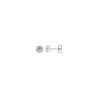 Brincos Halo redondos de safira branca de 4 mm com miçangas (prata) principal - Popular Jewelry - New York